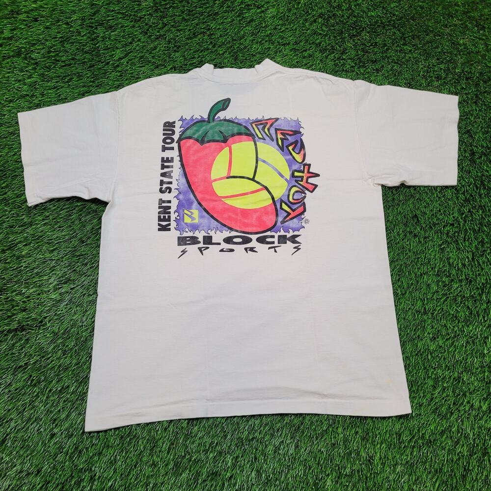 VTG 1992 Kent State Tour Neon T-Shirt Single Stitch 90s Boxy Fit Large USA